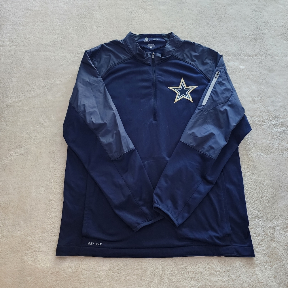 Nike DRI-FIT Dallas Cowboys Champ Drive Hybrid 1/4-Zip Pullover, Men's Large EUC